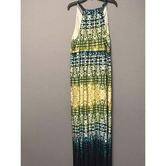 Glamour Halter Maxi Dress Women's 22W Ombre Tie Dye NWOT Sleeveless Wrap Smocked - Picture 2 of 6